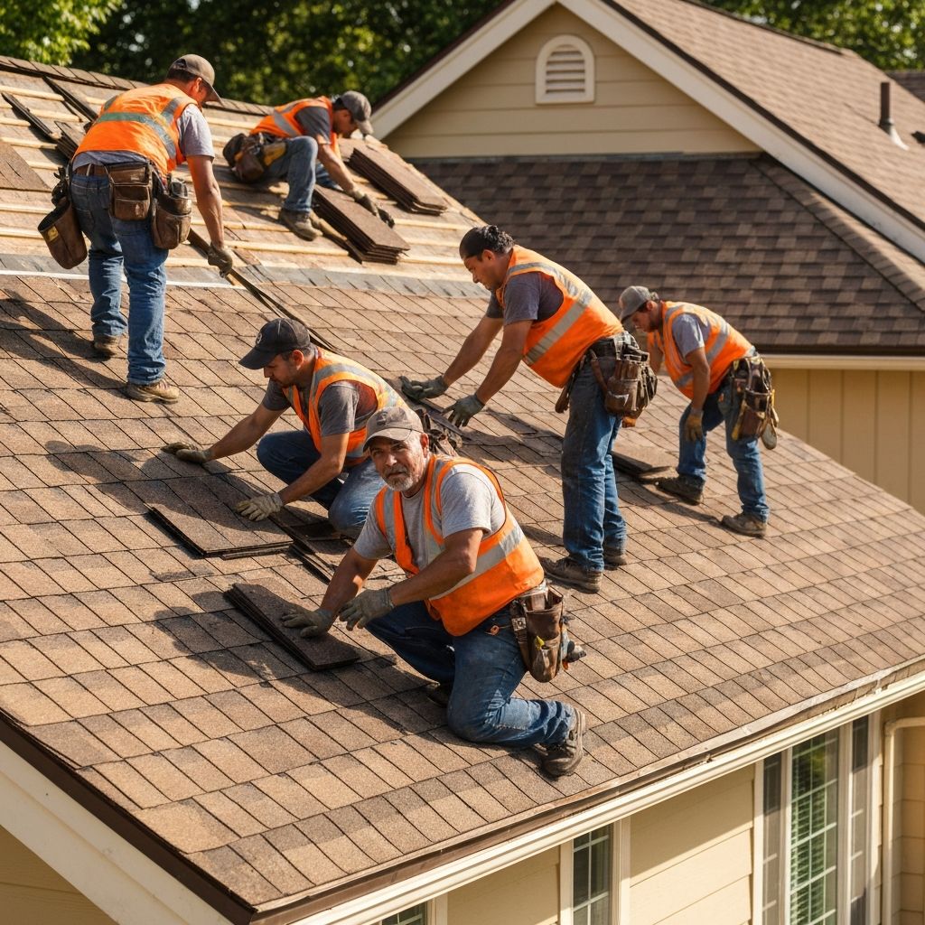 Professional roofing team